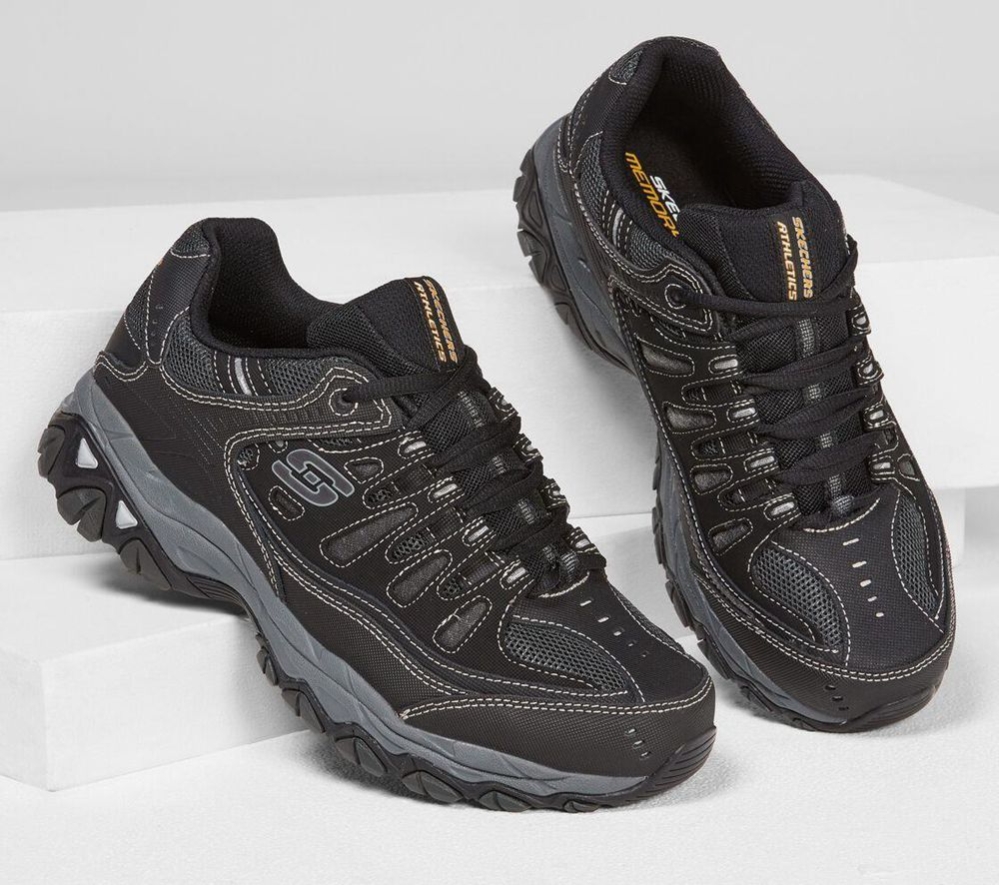 Skechers After Burn - Memory Fit Men's Training Shoes Black Grey | GAXU27698