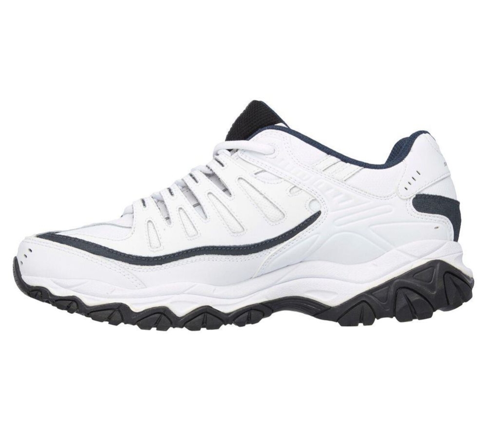 Skechers After Burn Memory Fit - Reprint Men's Training Shoes White Navy | KQZO16240