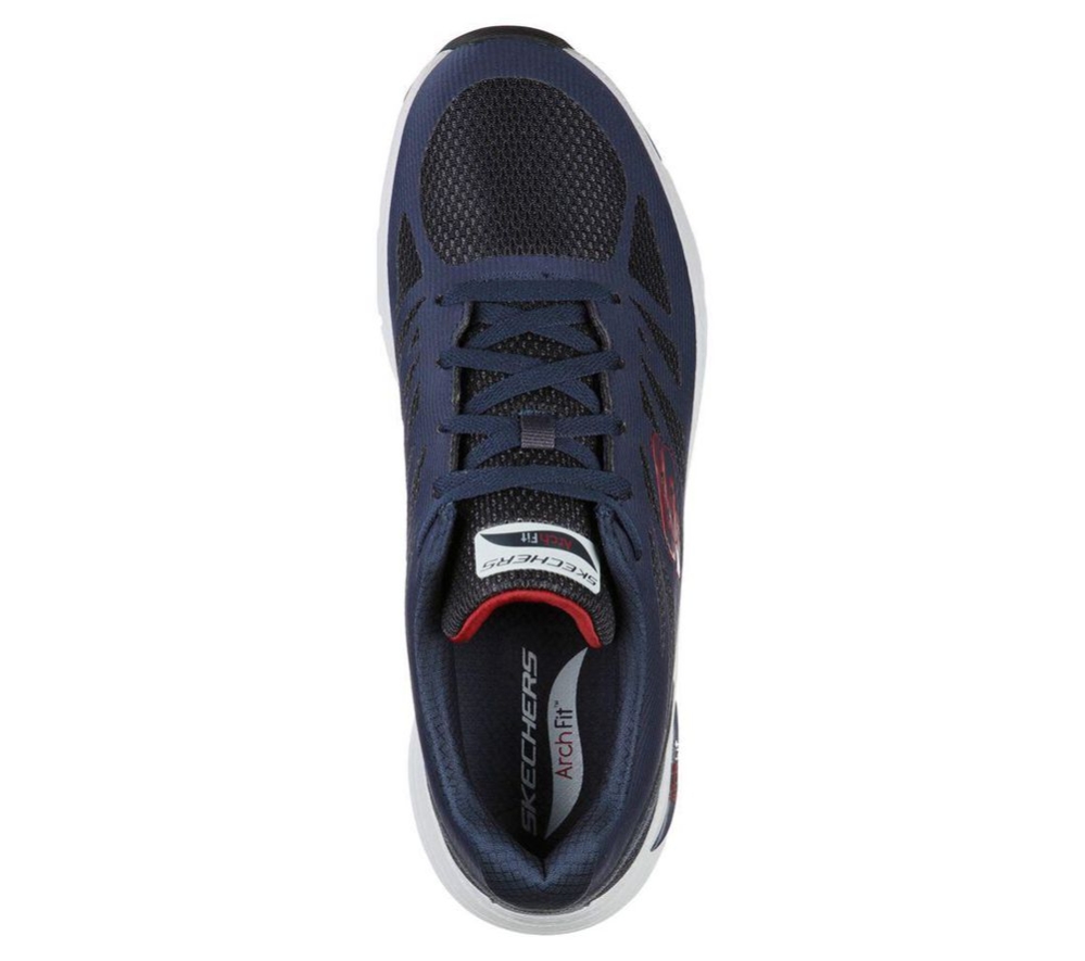 Skechers Arch Fit - Charge Back Men's Training Shoes Navy Black Red | MVIS39158