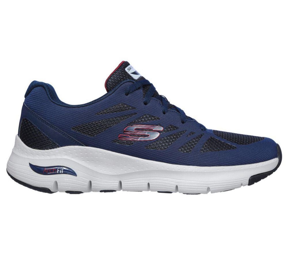 Skechers Arch Fit - Charge Back Men's Training Shoes Navy Black Red | MVIS39158