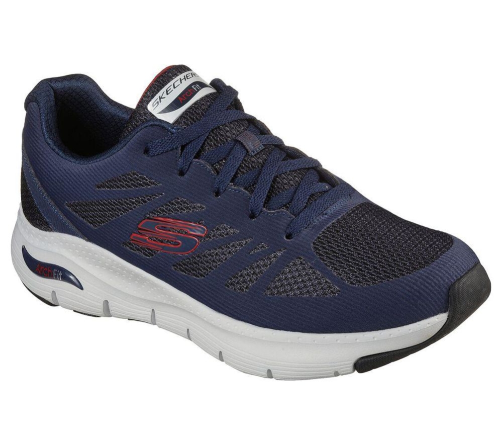 Skechers Arch Fit - Charge Back Men\'s Training Shoes Navy Black Red | MVIS39158