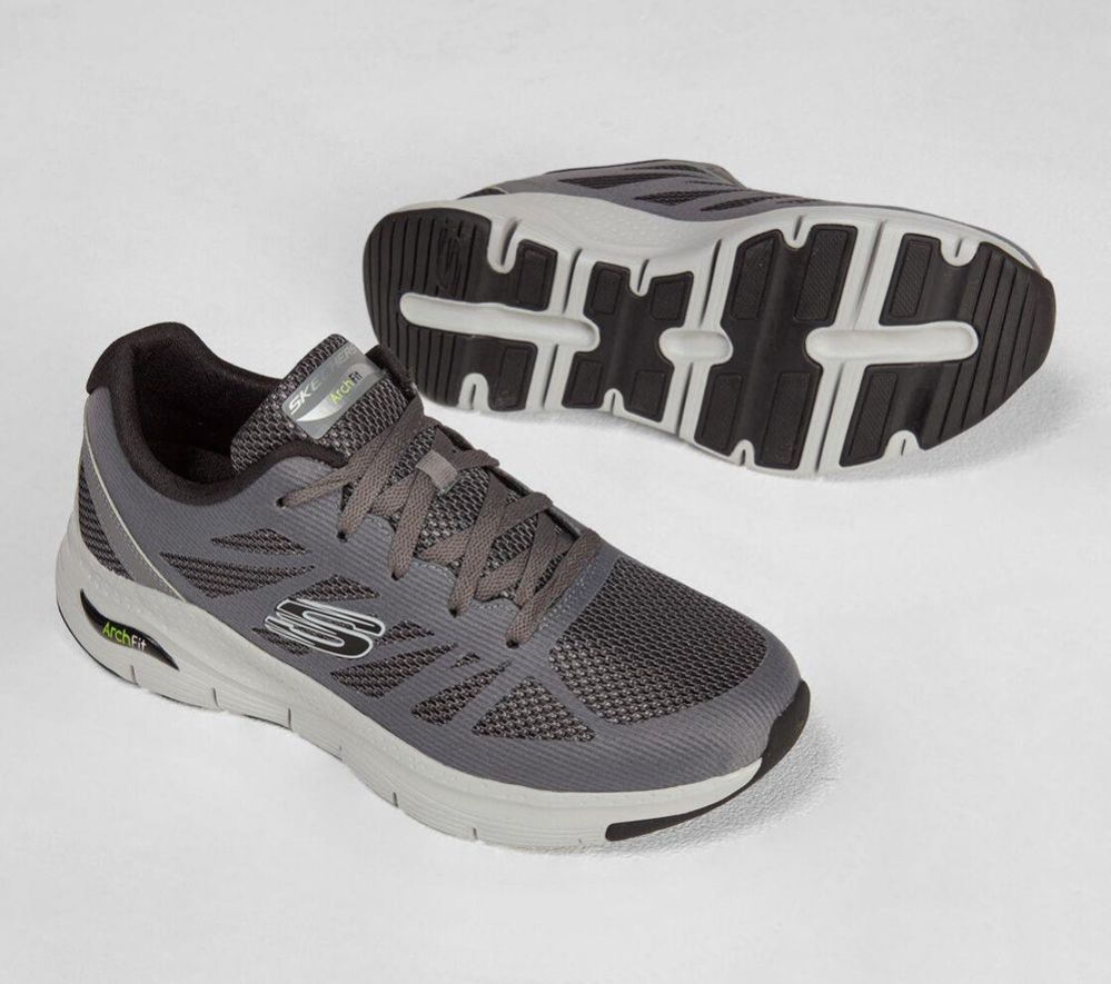 Skechers Arch Fit - Charge Back Men's Training Shoes Grey Black | SETV73512