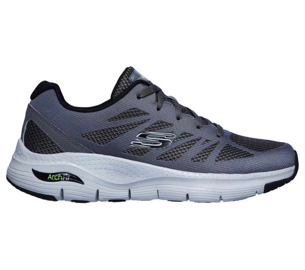 Skechers Arch Fit - Charge Back Men's Training Shoes Grey Black | SETV73512