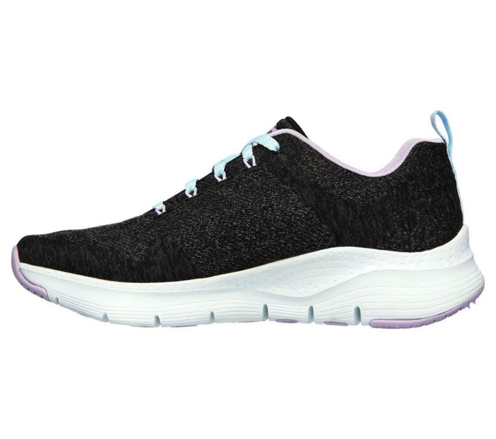 Skechers Arch Fit - Comfy Wave Women's Walking Shoes Black Purple | LQWG32480