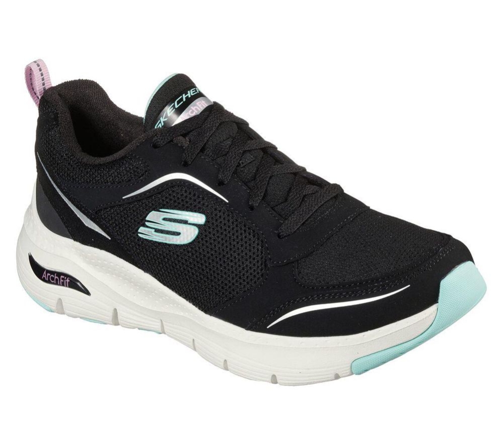 Skechers Arch Fit - Gentle Stride Women\'s Walking Shoes Black Green | BQTW81423