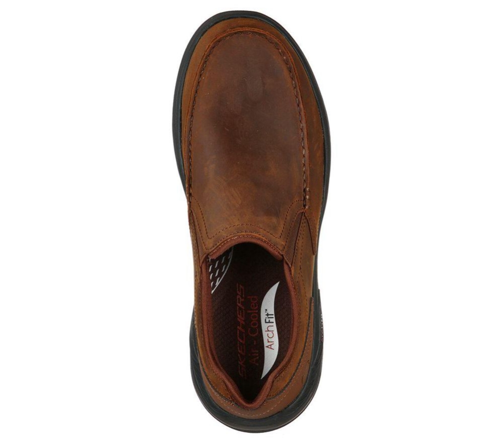 Skechers Arch Fit - Hust Men's Loafers Brown | EOMU58170