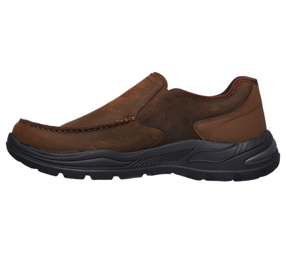 Skechers Arch Fit - Hust Men's Loafers Brown | EOMU58170