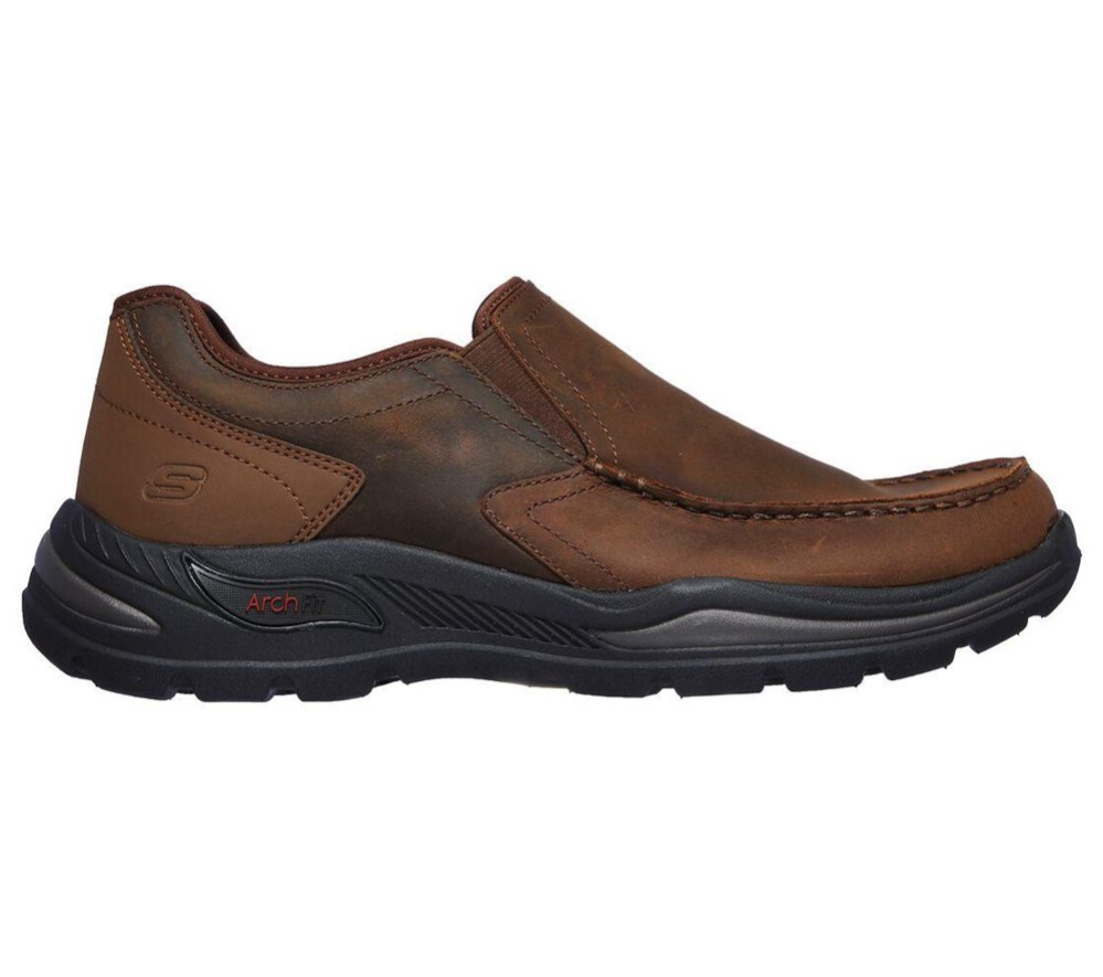 Skechers Arch Fit - Hust Men's Loafers Brown | EOMU58170