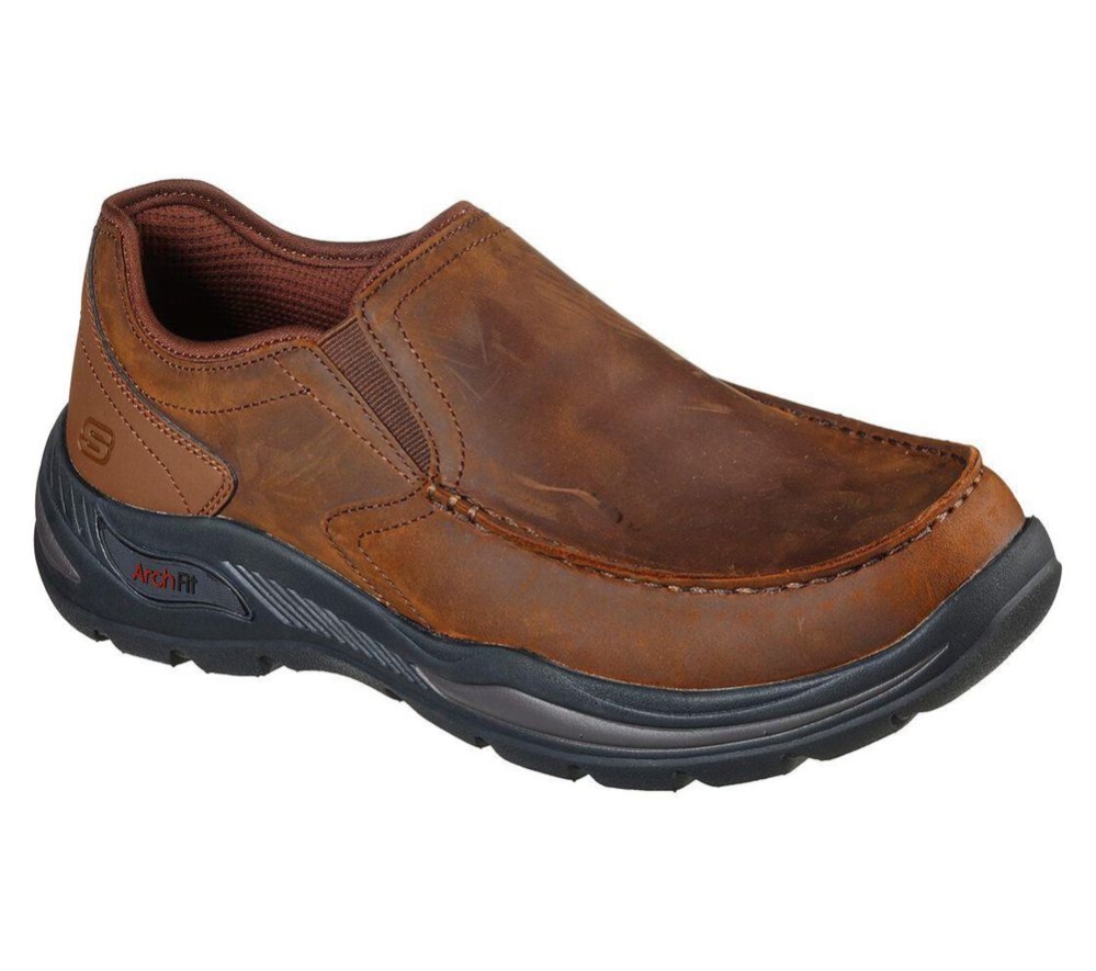 Skechers Arch Fit - Hust Men\'s Loafers Brown | EOMU58170