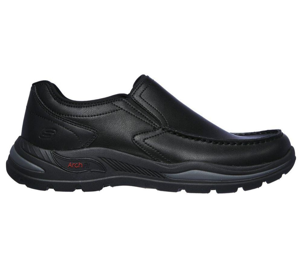 Skechers Arch Fit - Hust Men's Loafers Black | WONE79510