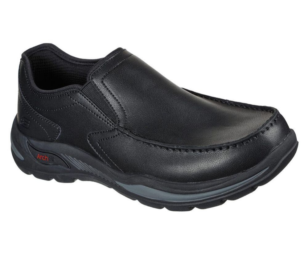 Skechers Arch Fit - Hust Men\'s Loafers Black | WONE79510