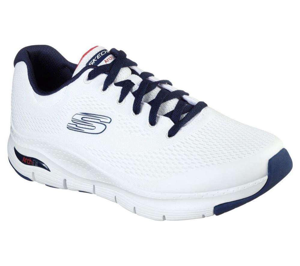 Skechers Arch Fit Men\'s Training Shoes White Navy | YPCJ51097
