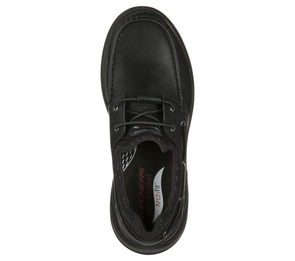 Skechers Arch Fit Motley - Hosco Men's Boat Shoes Black | KTZA43289