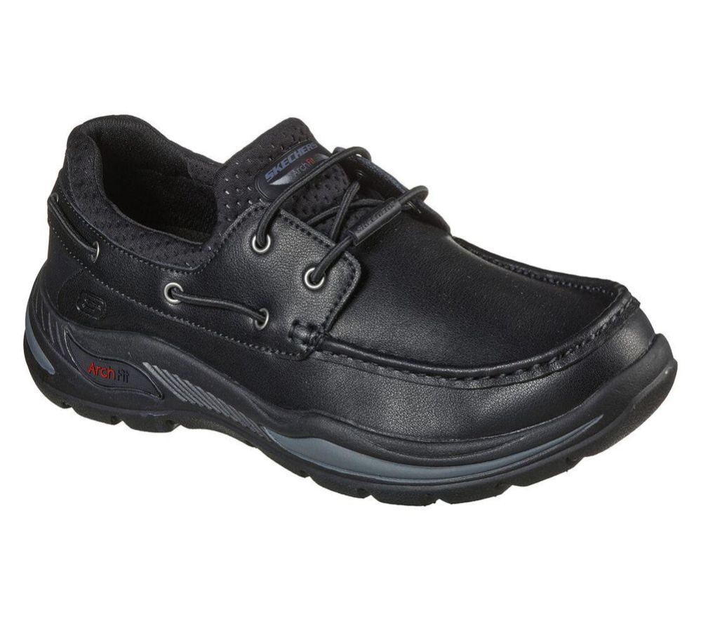 Skechers Arch Fit Motley - Hosco Men\'s Boat Shoes Black | KTZA43289