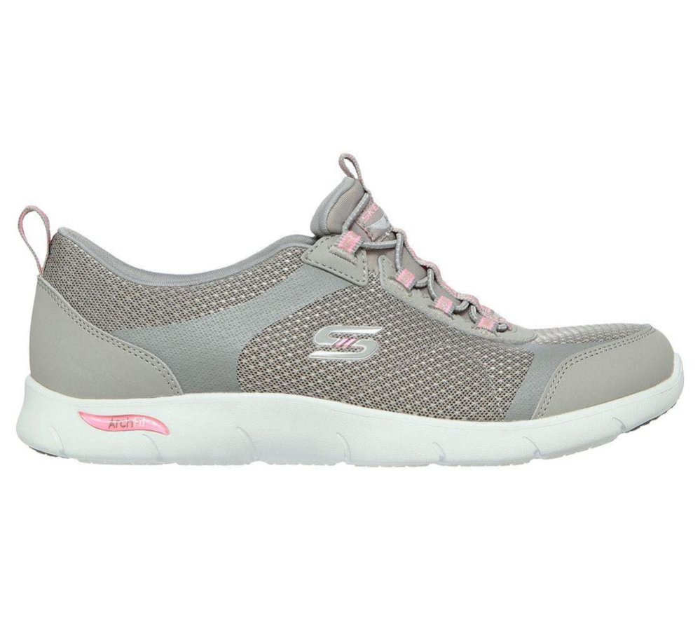 Skechers Arch Fit Refine - Her Best Women's Walking Shoes Grey Pink | UDXK70851