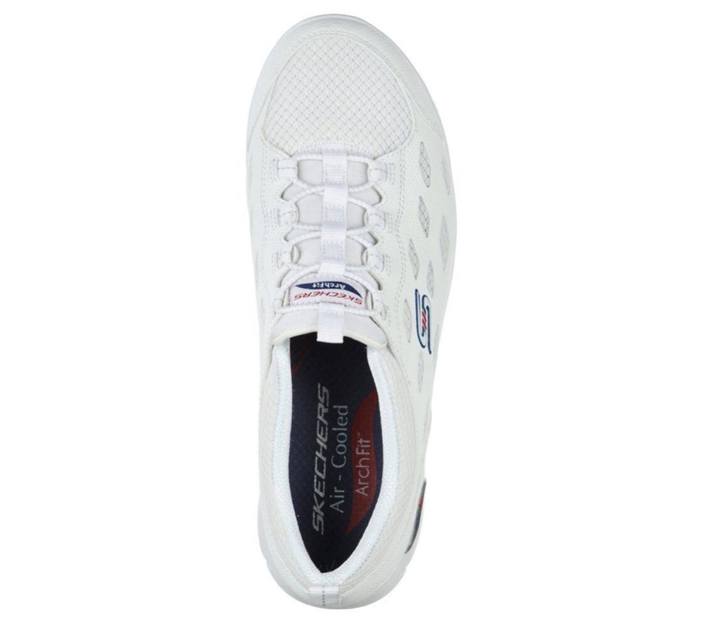 Skechers Arch Fit Refine Women's Walking Shoes White Navy | JVRQ29153