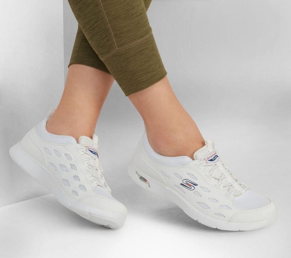 Skechers Arch Fit Refine Women's Walking Shoes White Navy | OXDK97061