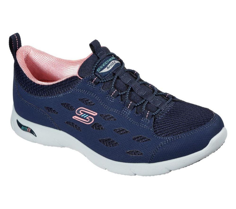 Skechers Arch Fit Refine Women\'s Walking Shoes Navy Pink | WQIJ57496