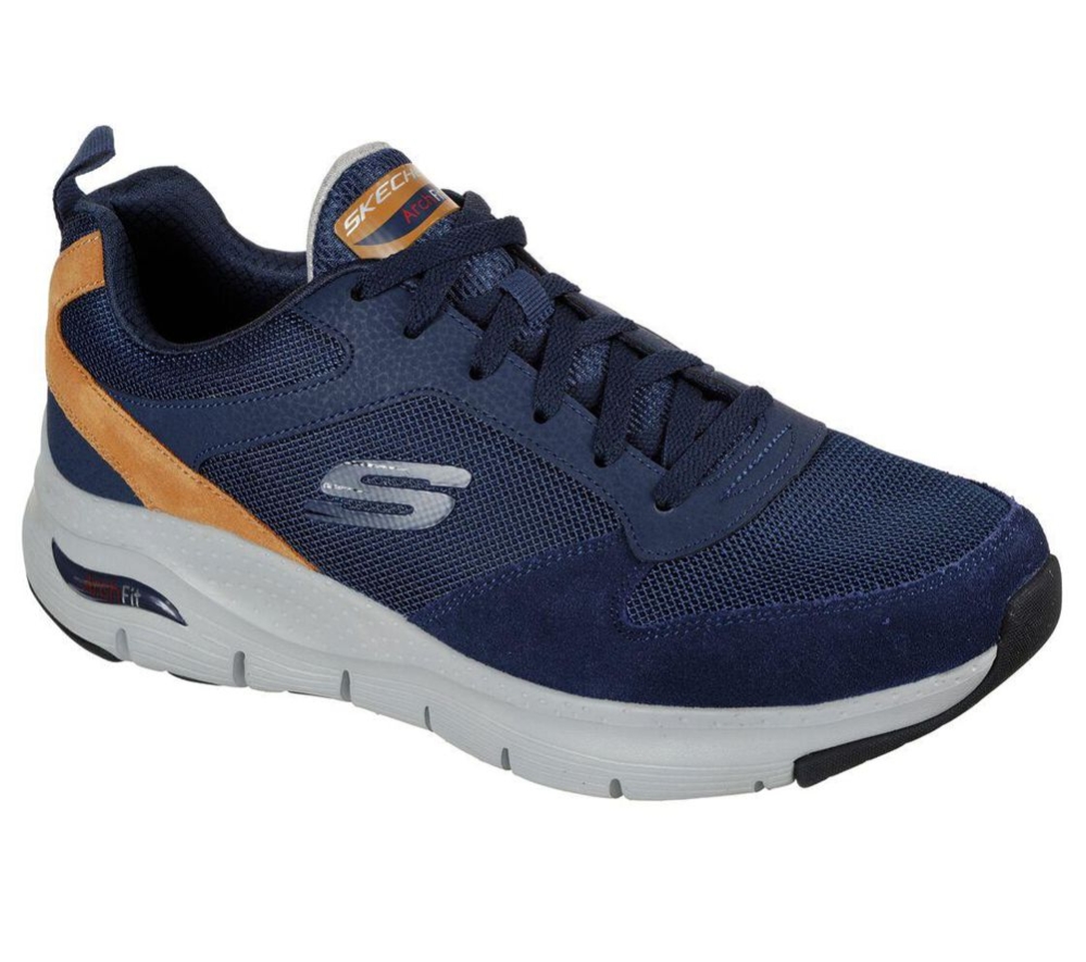 Skechers Arch Fit - Servitica Men\'s Training Shoes Navy Brown | AETB76538