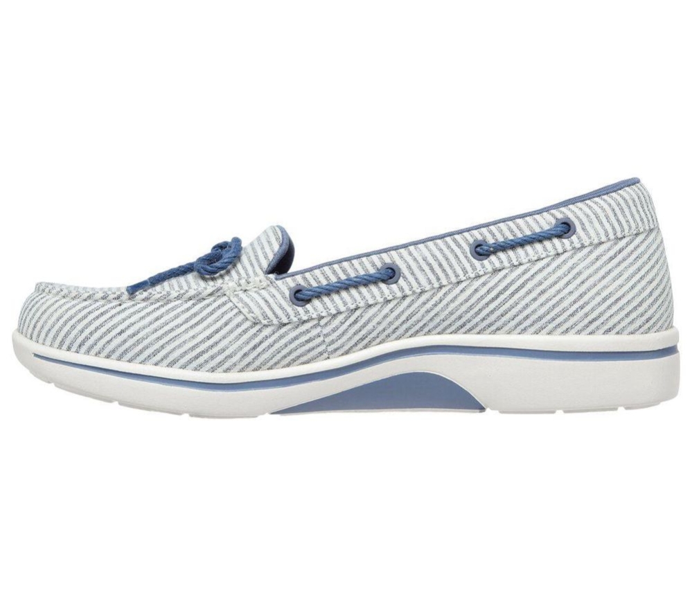 Skechers Arch Fit Uplift - Coastal Breeze Women's Boat Shoes White Blue | XHOL30184