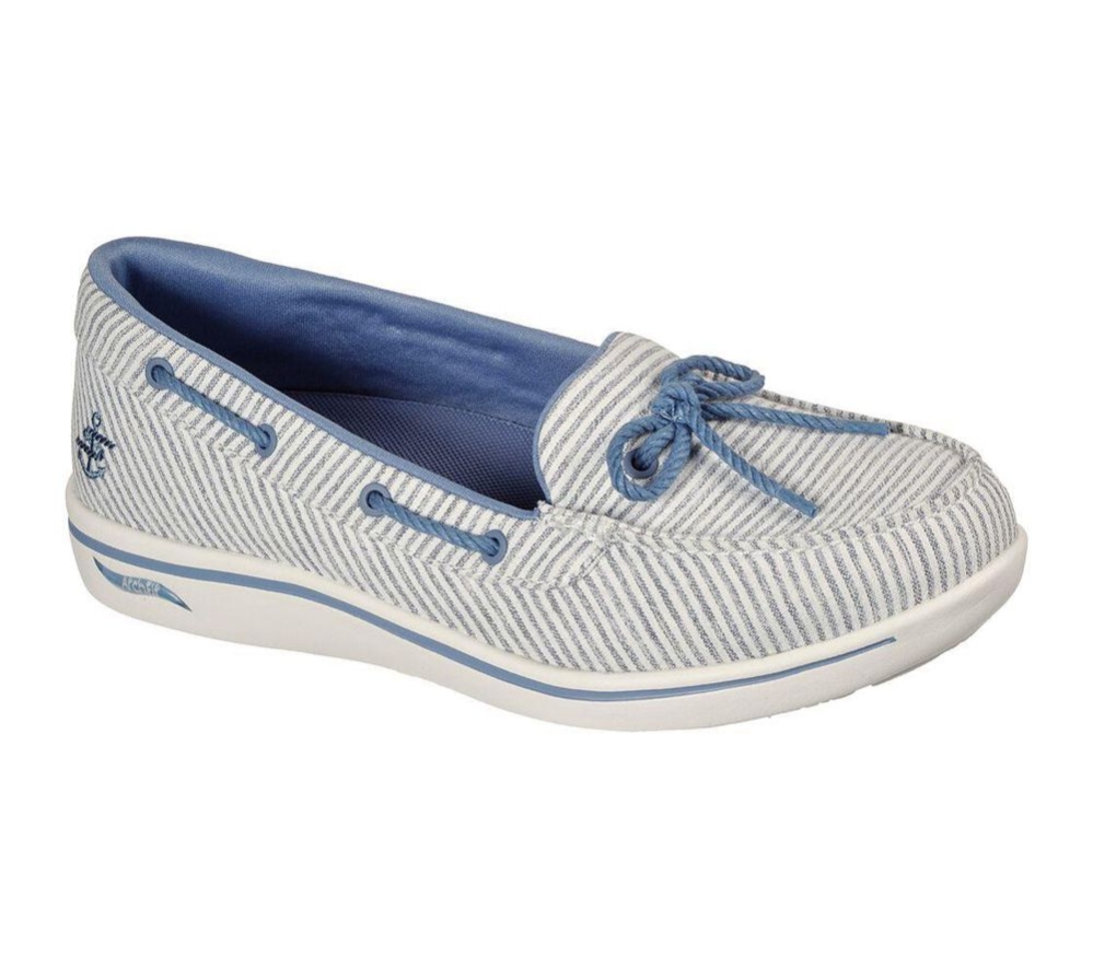 Skechers Arch Fit Uplift - Coastal Breeze Women\'s Boat Shoes White Blue | XHOL30184