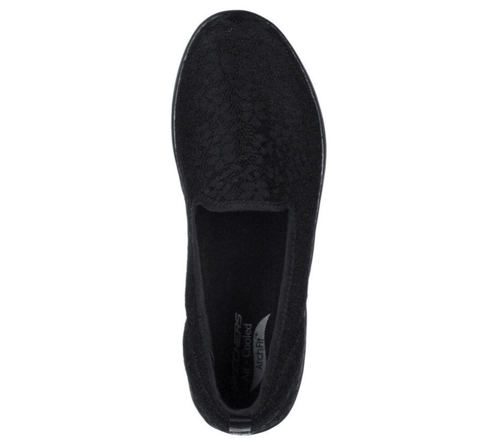 Skechers Arch Fit Uplift - Romantic Women's Slip On Shoes Black | JIVG19865