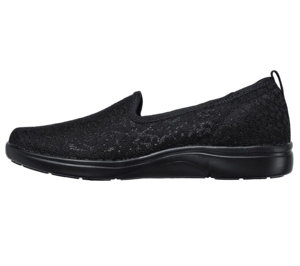 Skechers Arch Fit Uplift - Romantic Women's Slip On Shoes Black | JIVG19865