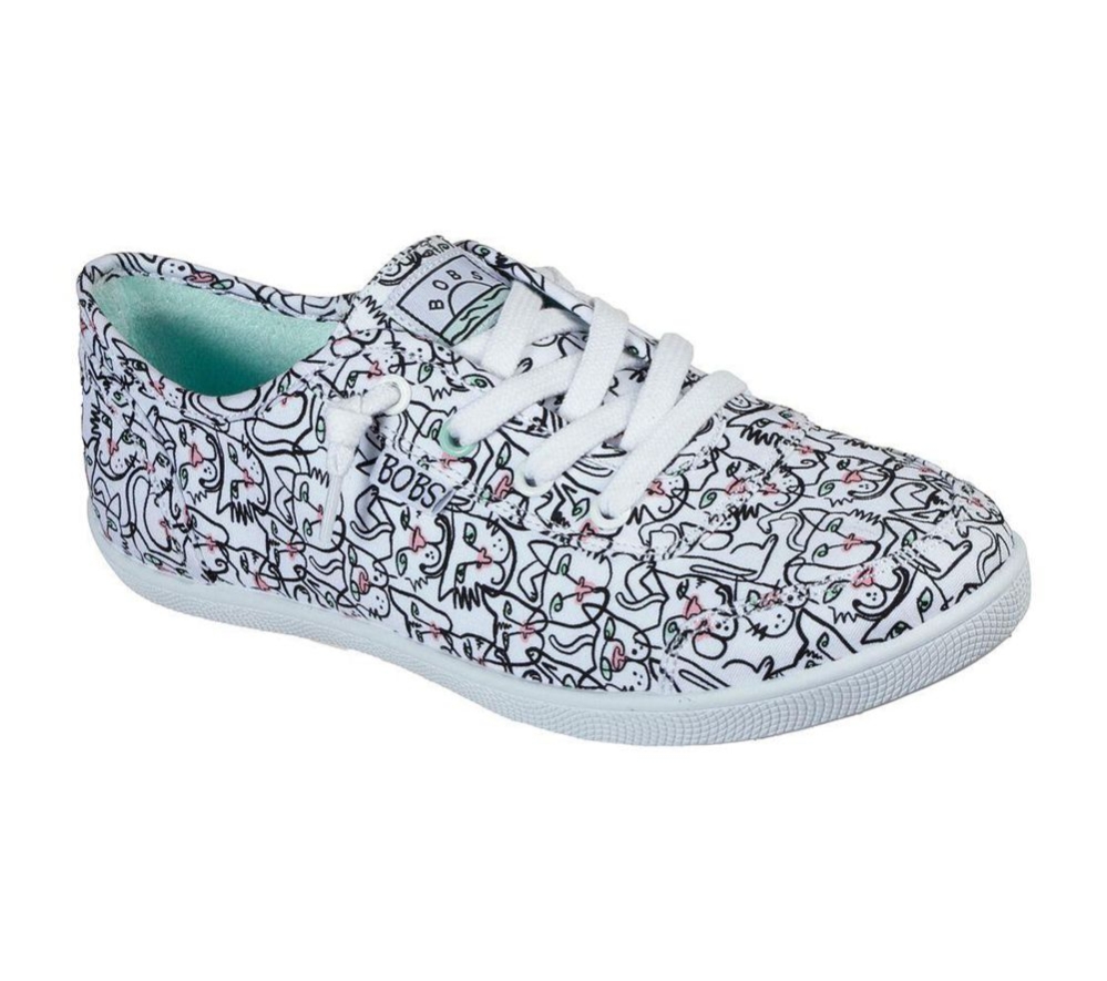 Skechers BOBS B Cute - Feline Artsy Women\'s Trainers White Multicolor | KPFT30598