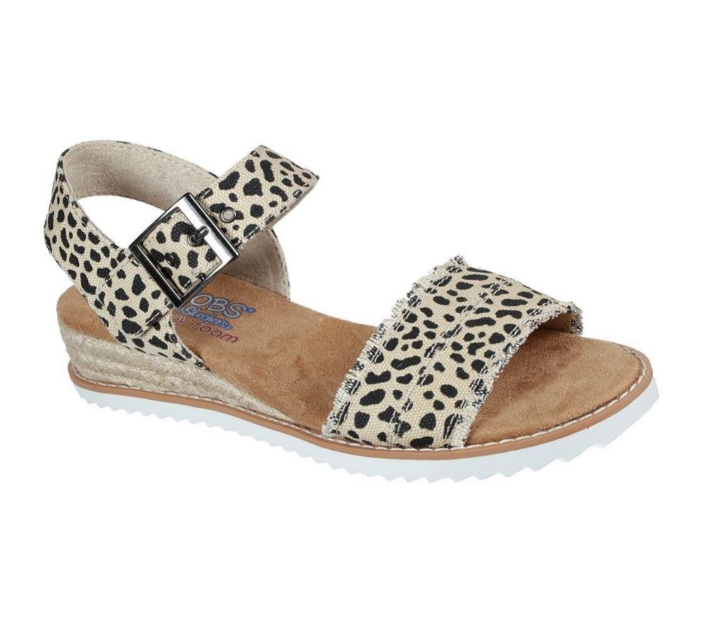Skechers BOBS Desert Kiss - Social Kitty Women\'s Sandals Leopard | ZANT97253