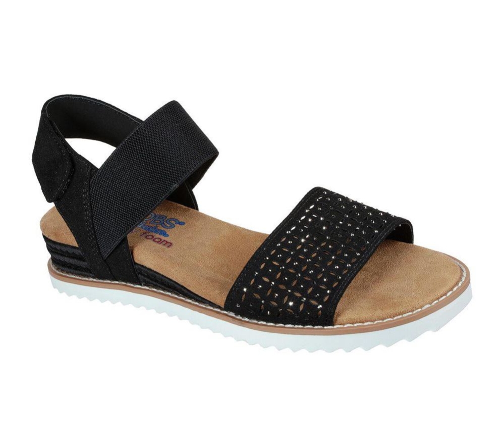 Skechers BOBS Desert Kiss - Sugar Kiss Women\'s Sandals Black | ZBOP14762