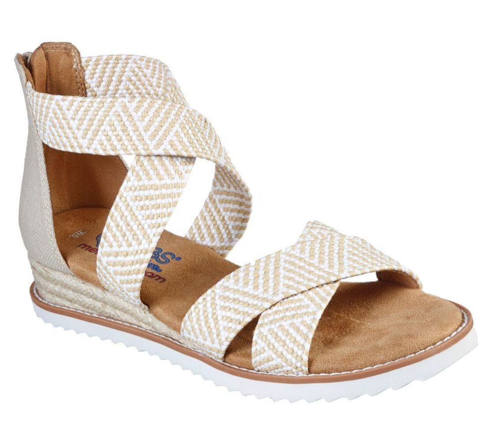 Skechers BOBS Desert Kiss - Summer Sun Women\'s Sandals Beige White | FUKW10427
