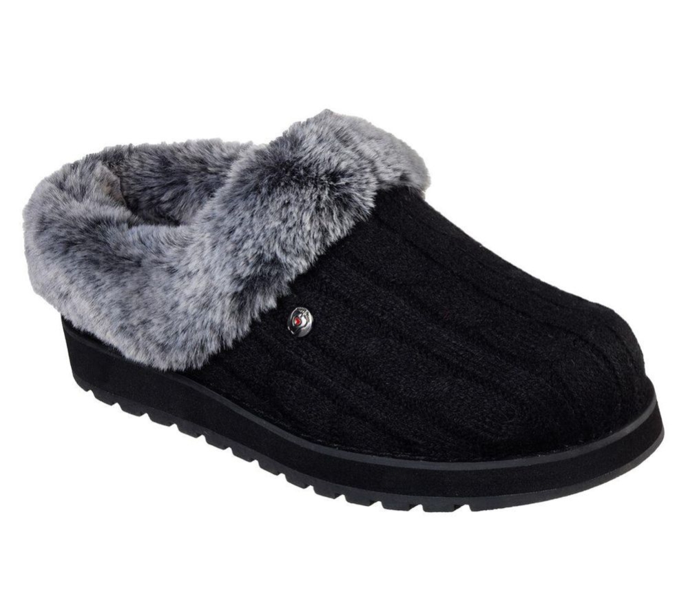 Skechers BOBS Keepsakes - Ice Angel Women\'s Slippers Black | AEOY30892