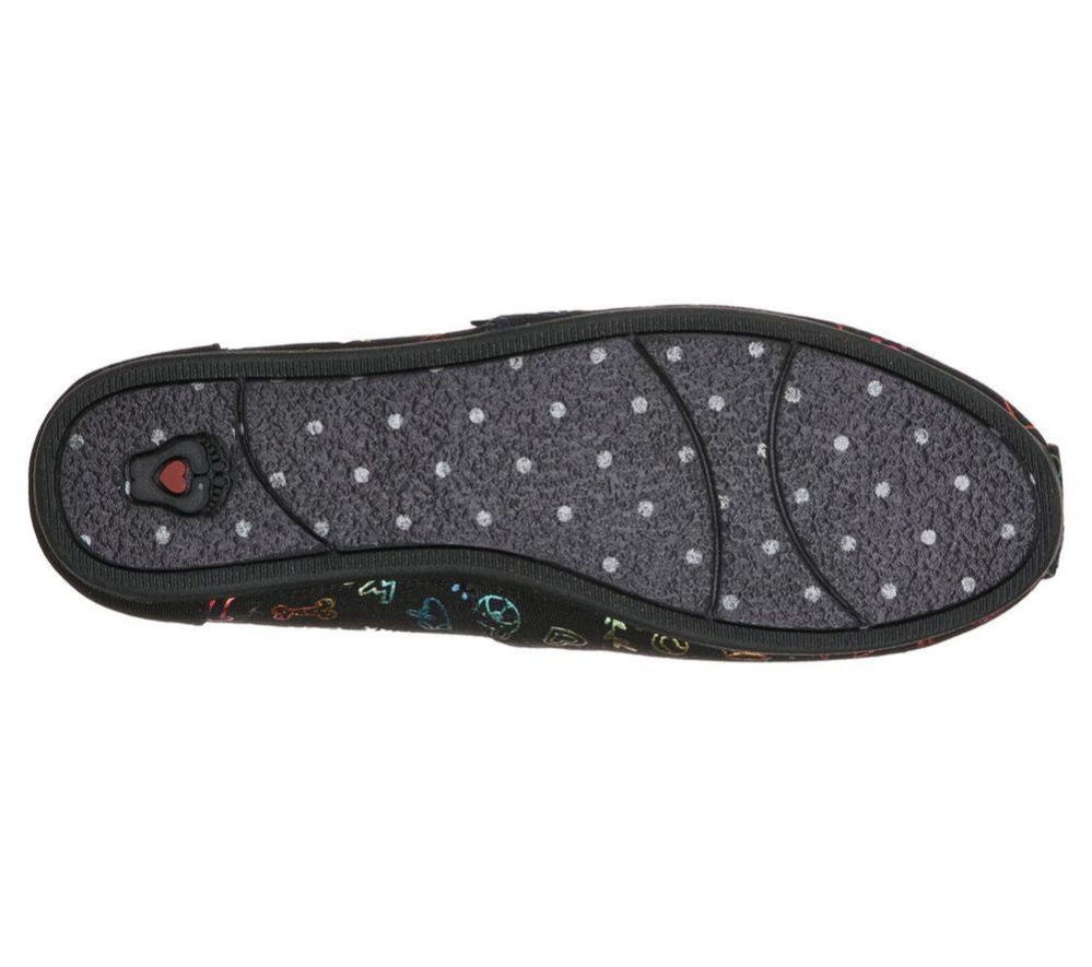 Skechers BOBS Plush - Bone & Collar Women's Espadrilles Black Multicolor | SFLY42795