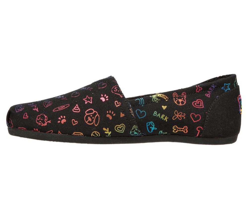 Skechers BOBS Plush - Bone & Collar Women's Espadrilles Black Multicolor | SFLY42795