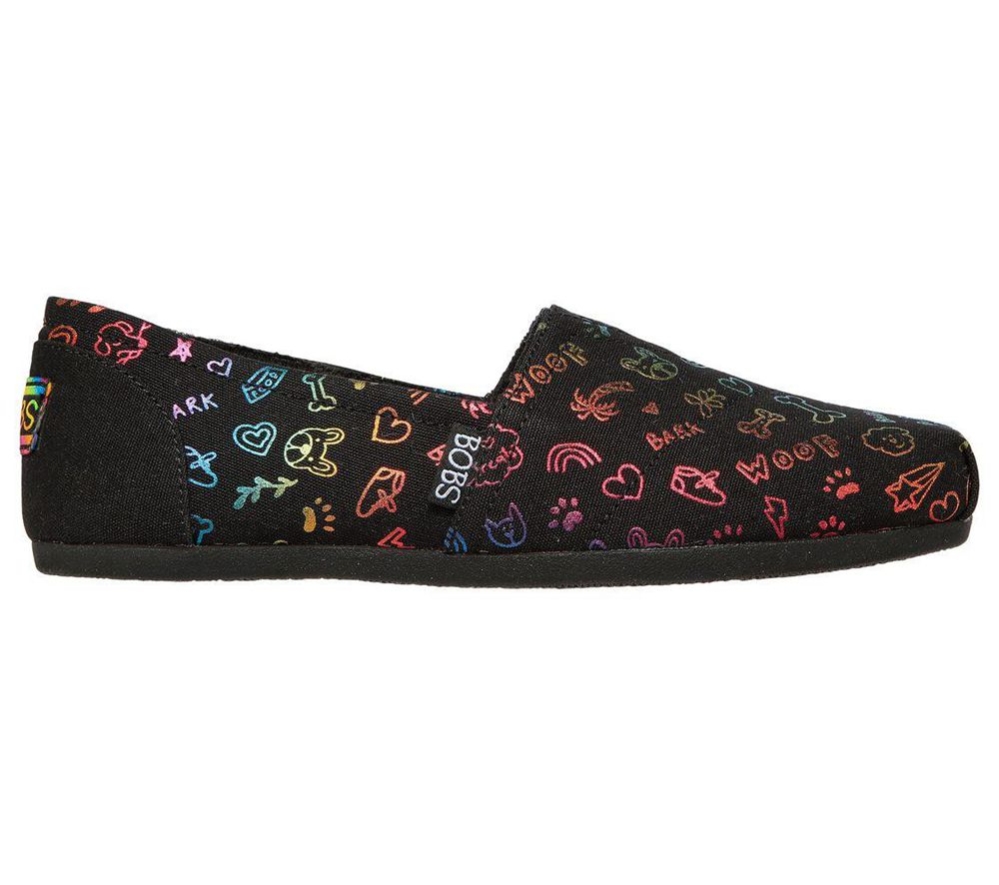 Skechers BOBS Plush - Bone & Collar Women's Espadrilles Black Multicolor | SFLY42795