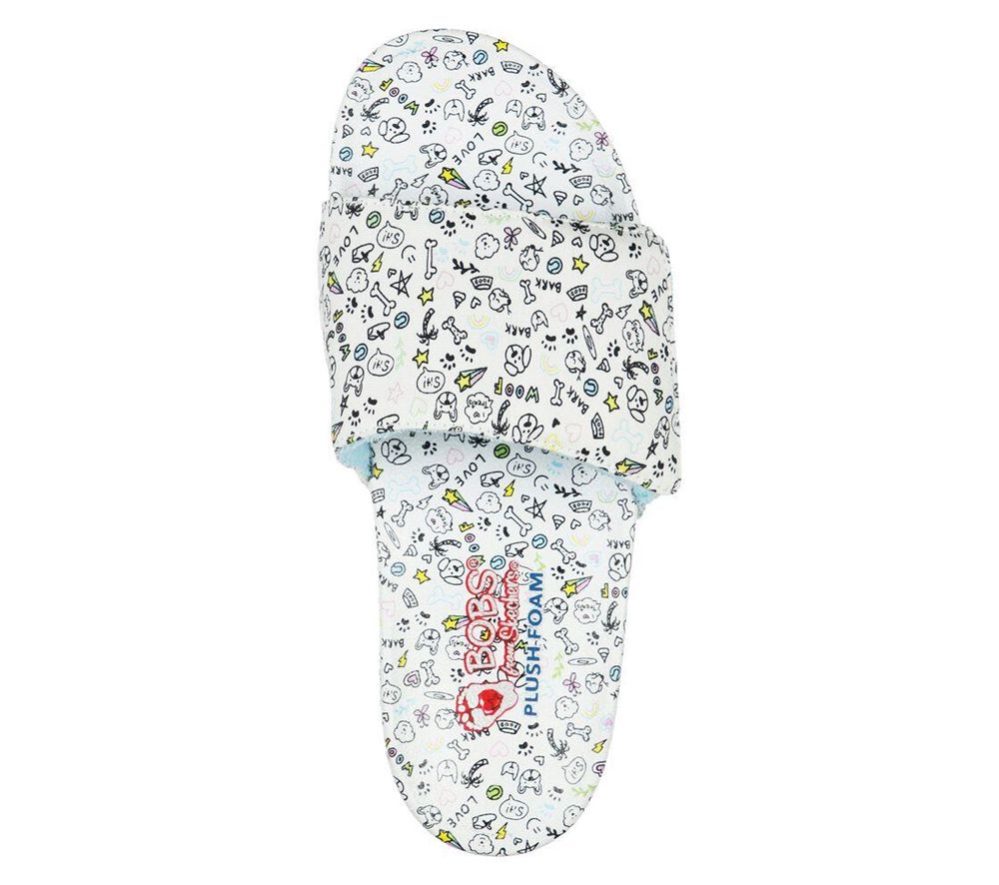 Skechers BOBS Pop Ups 2 - Summer Doodles Women's Slides White Multicolor | JOTX53927