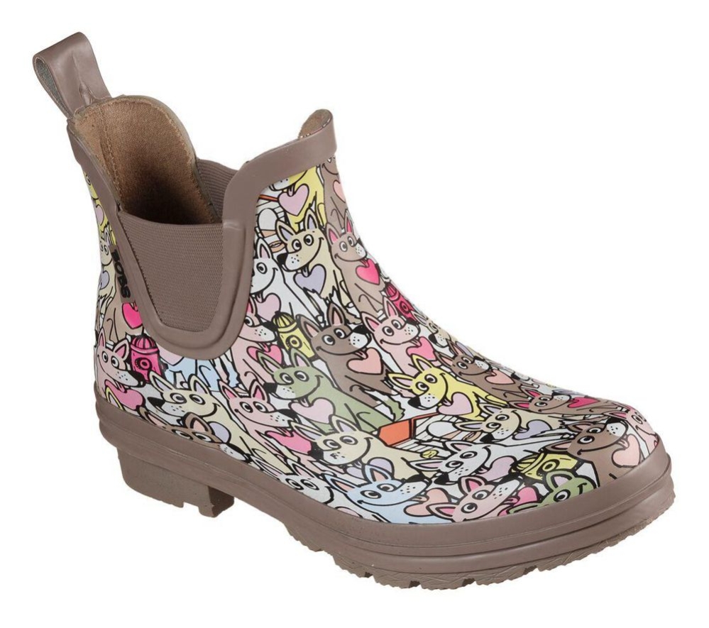 Skechers BOBS Rain Check - Puppy Puddles Women\'s Rain Boots Grey Multicolor | CNPY36847