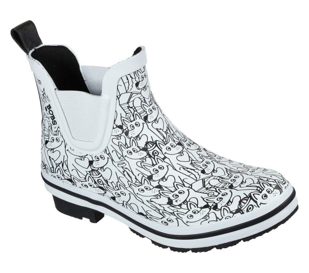 Skechers BOBS Rain Check - Puppy Puddles Women\'s Rain Boots White Black | SYTP50942