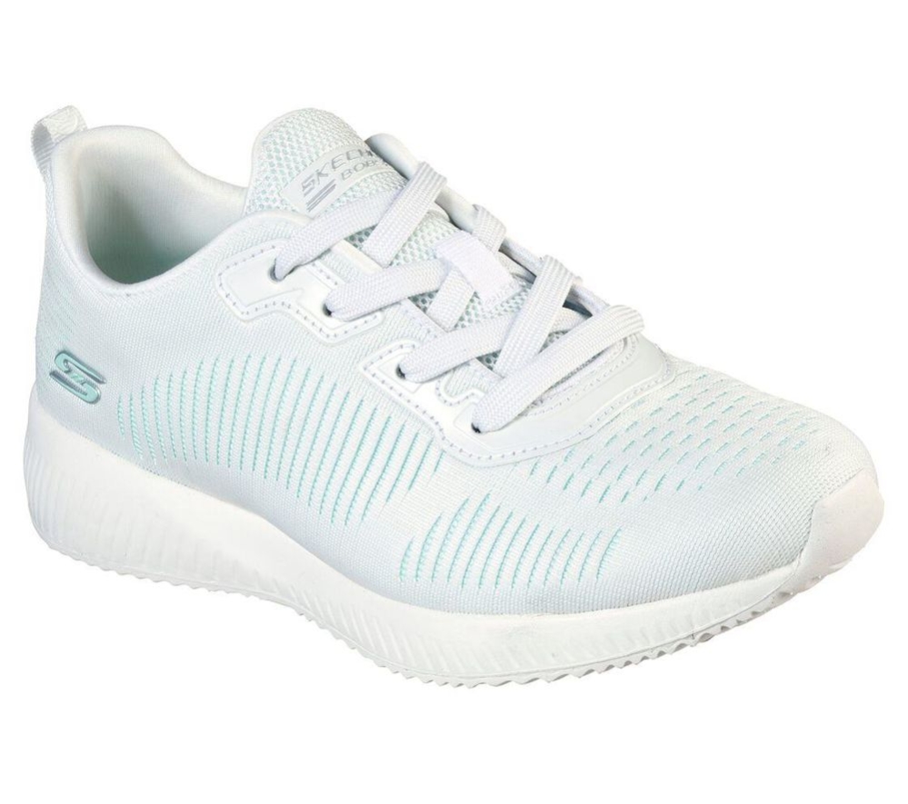 Skechers BOBS Sport Squad - Summer Sneak Women\'s Trainers White Green | HTVZ57241