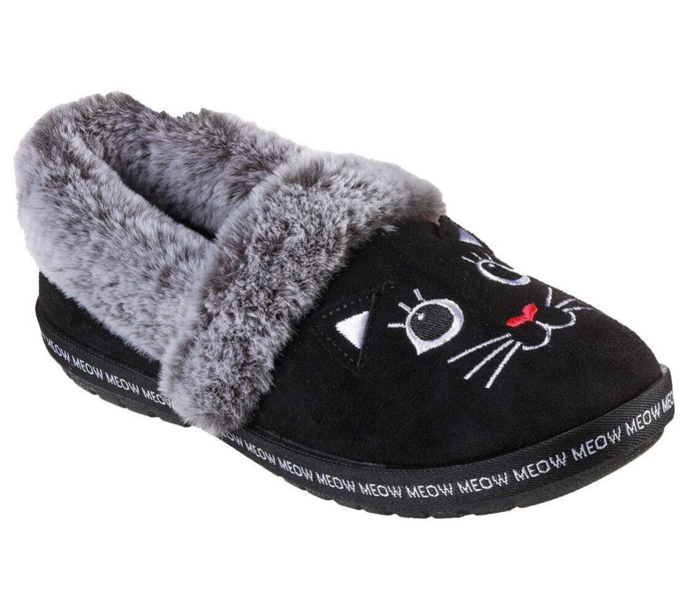 Skechers BOBS Too Cozy - Meow Pajamas Women\'s Slippers Black | WTHY90371