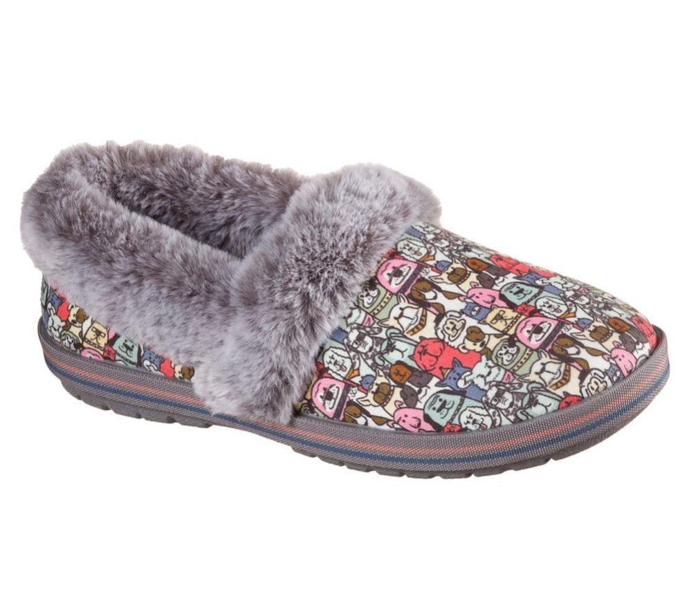 Skechers BOBS Too Cozy - Snuggle Rovers Women\'s Slippers Grey Multicolor | JCYR69073