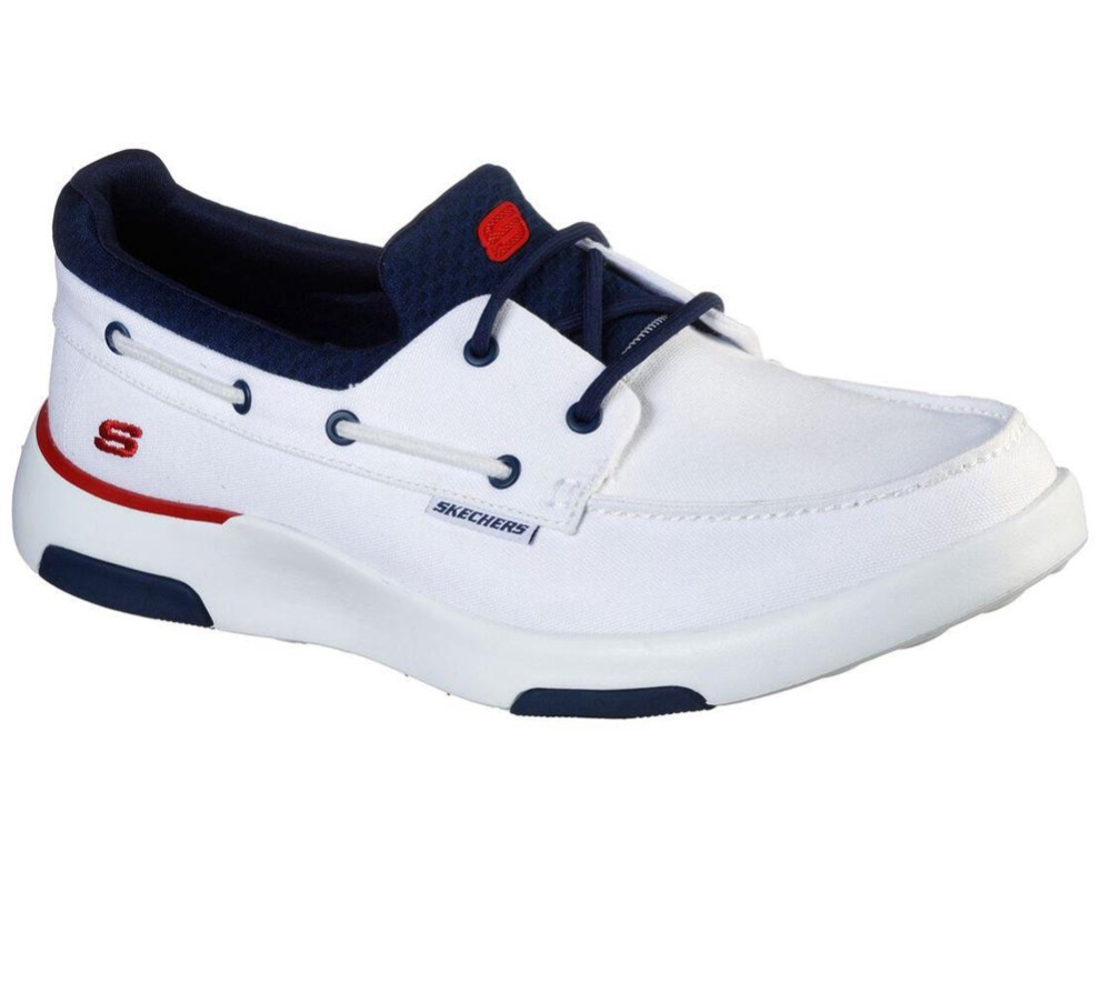 Skechers Bellinger - Garmo Men\'s Boat Shoes White Navy | LBMT19765