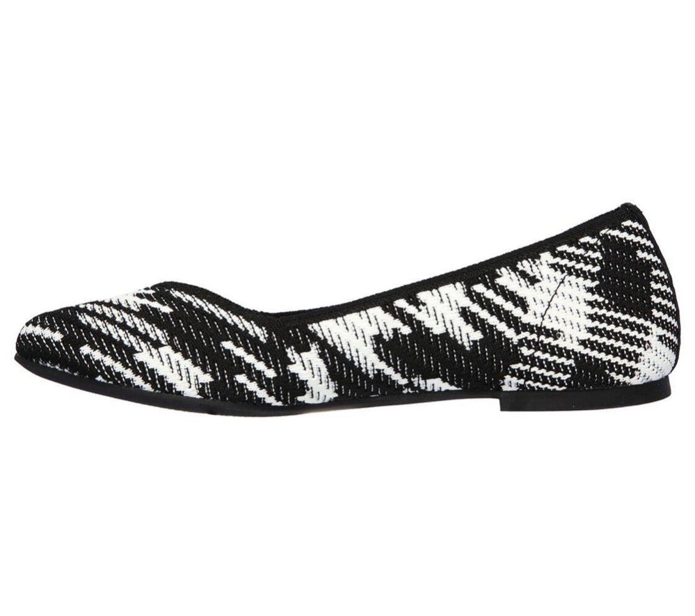 Skechers Cleo - Blurry Women's Slip On Shoes Black White | BSHT17946