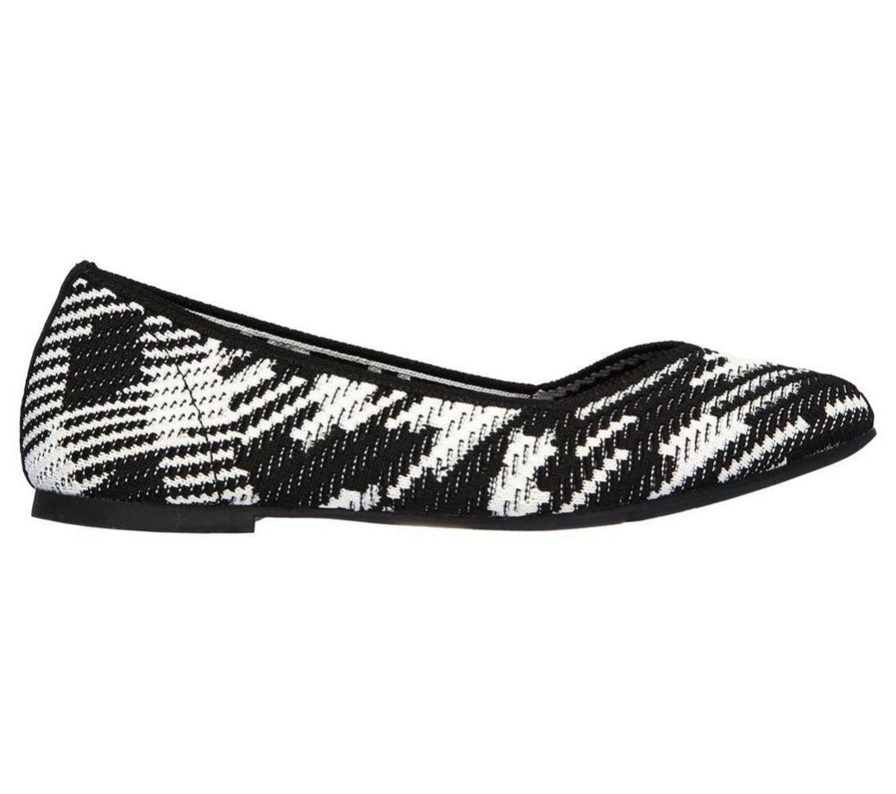 Skechers Cleo - Blurry Women's Slip On Shoes Black White | BSHT17946