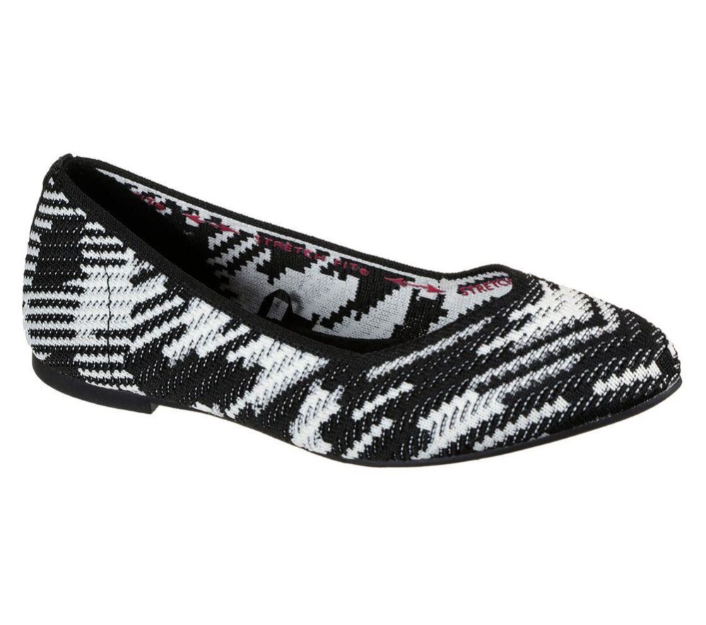 Skechers Cleo - Blurry Women\'s Slip On Shoes Black White | BSHT17946