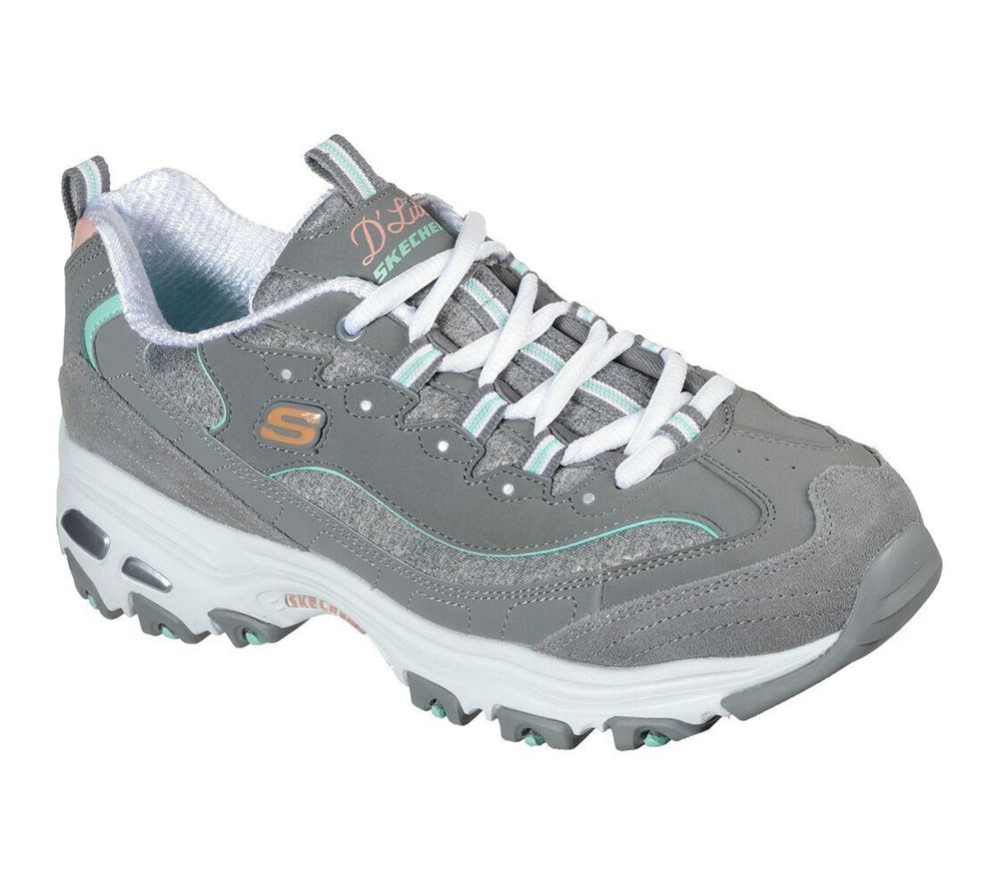 Skechers D\'Lites - Sparkling Rain Women\'s Trainers Grey Turquoise | WJOS58203