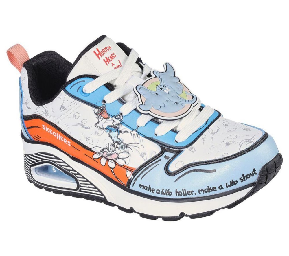 Skechers Dr. Seuss: Uno - Every Voice Counts Women\'s Trainers White Blue Orange | EWCJ29368