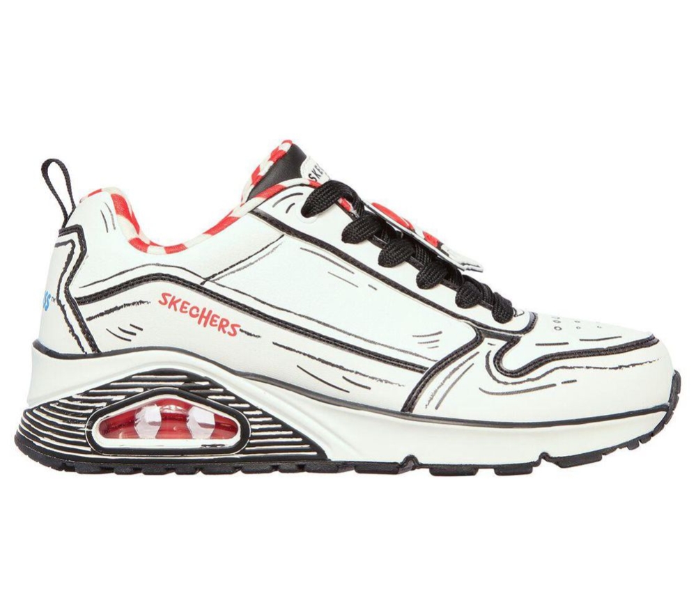 Skechers Dr. Seuss: Uno - Tip Of His Hat Women's Trainers White Black Red | TYEZ20689