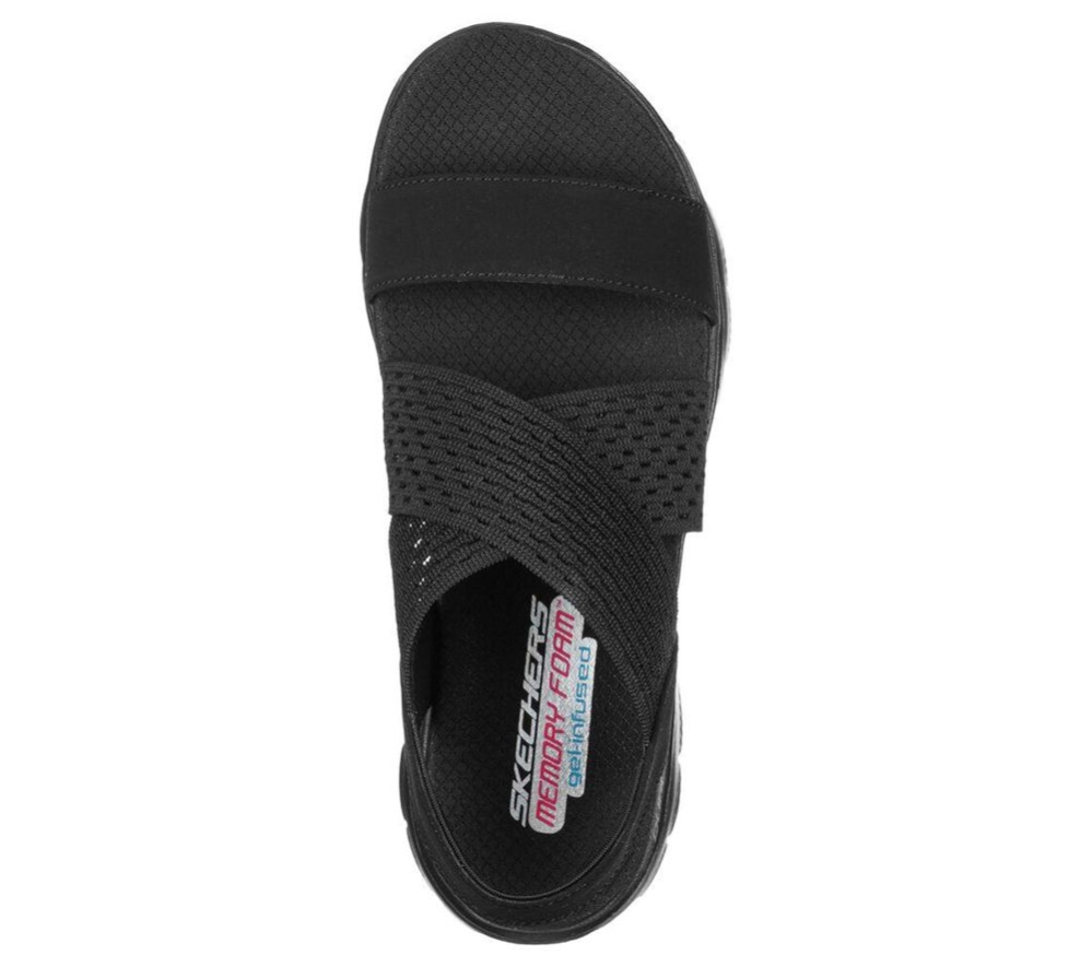 Skechers Flex Appeal 2.0 - Cool City Women's Sandals Black | UHSI98732