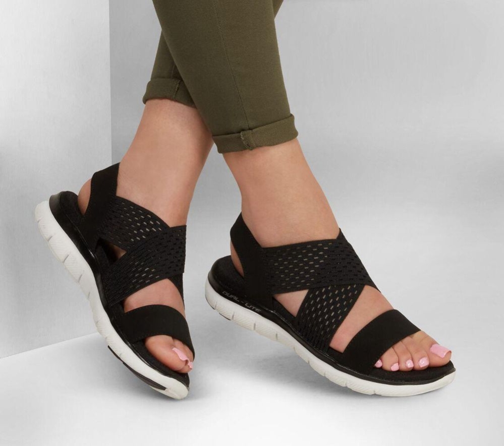 Skechers Flex Appeal 2.0 - Cool City Women's Sandals Black | VPDR54729